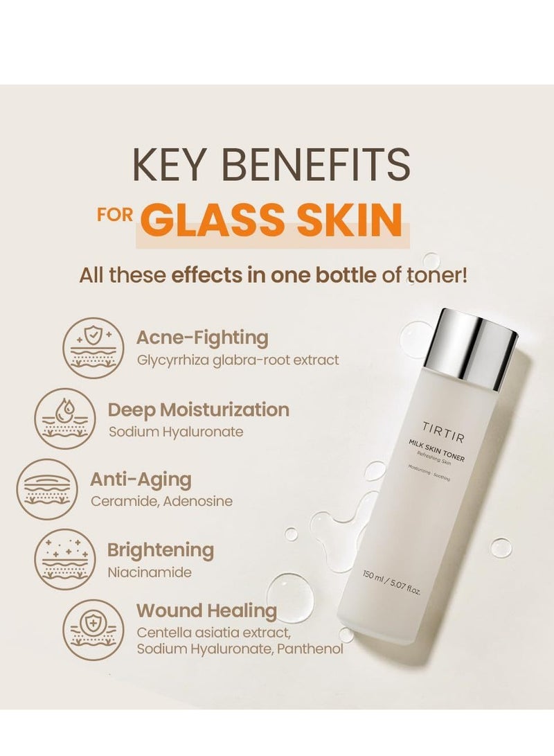 TIRTIR Milk Skin Toner_Refreshing Glowing Facial Toner for a Smooth Porcelain Skin Care, Witch-Hazel, Rice Extract, Face Moisturizer150ml - Image 3
