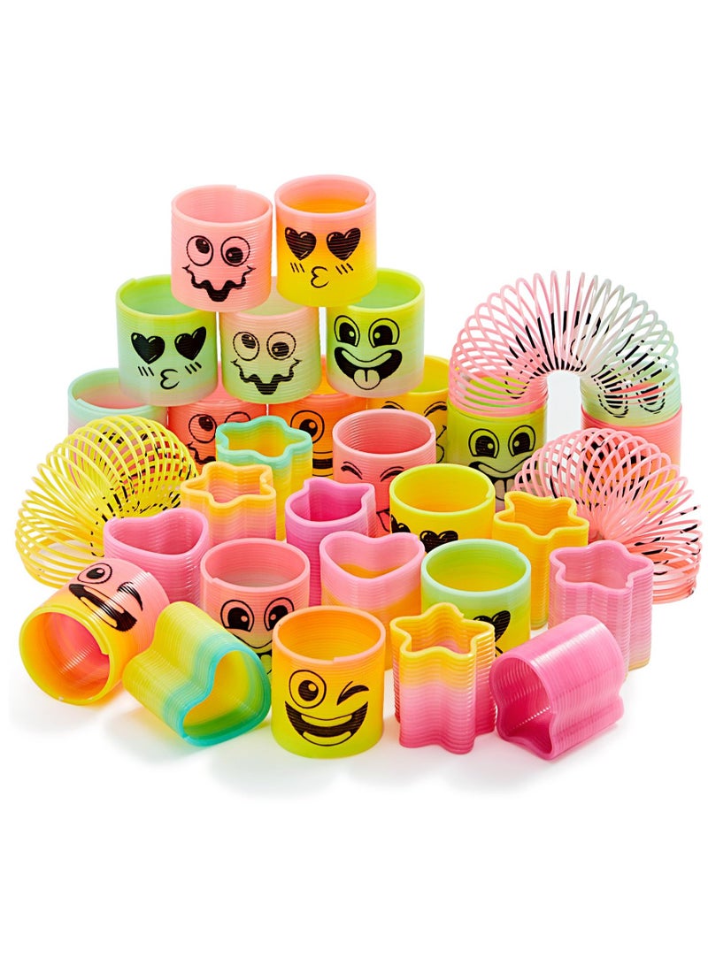 Excefore 24 Pcs Spring Rainbow Party Favor, Mini Plastic Coil Spring Toy, Fidget Stress Coil Mini Springs Bulk Toys for Carnival Prize Birthday, Goodie Bag Stuffers - Image 1