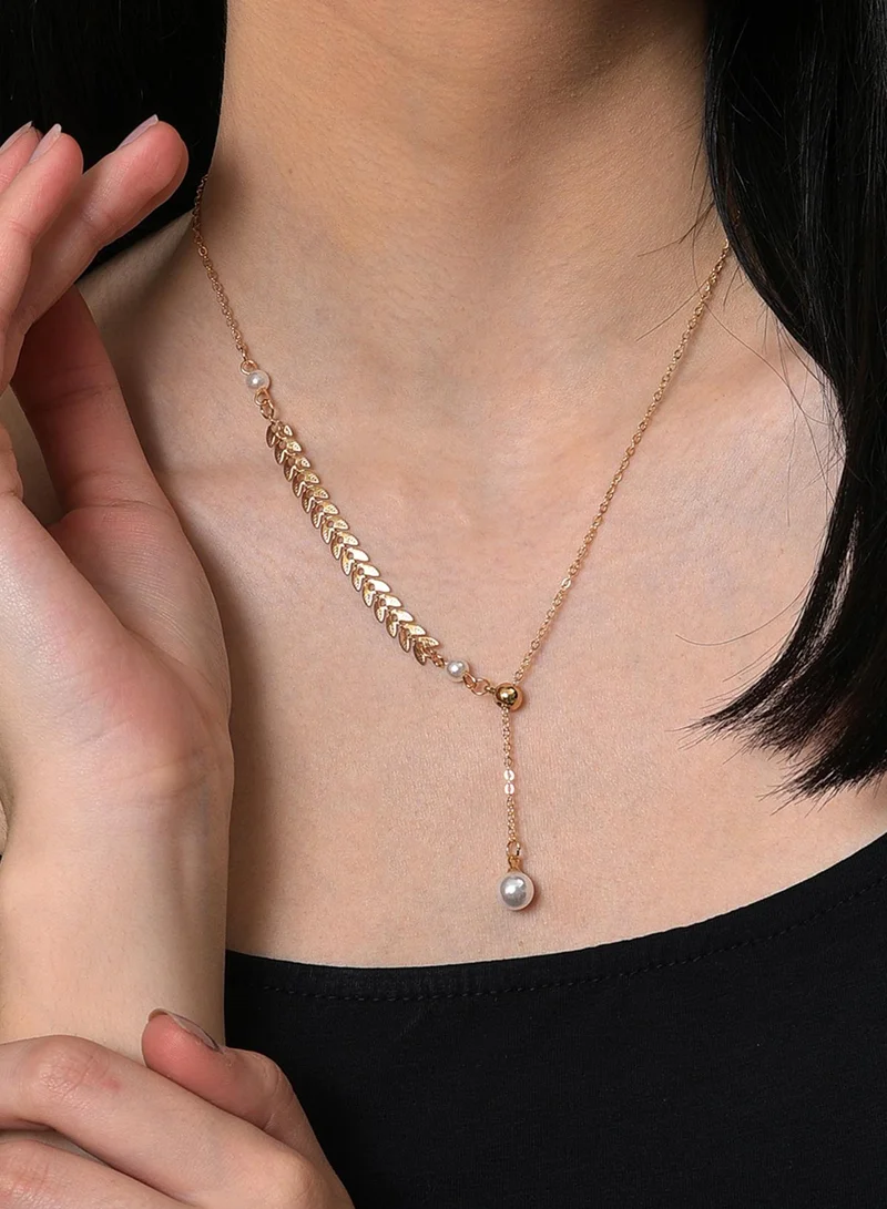 سوهي عقد لؤلؤ صناعي مرصع بالخرز من النحاس الأبيض