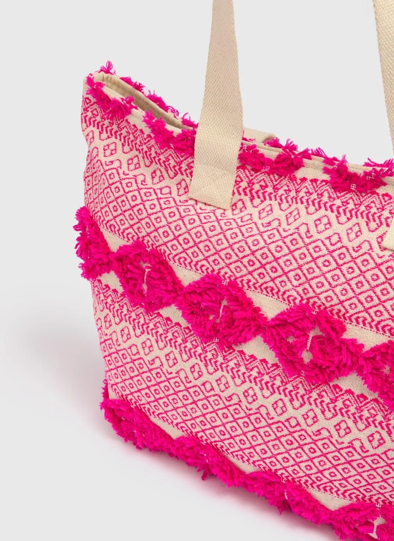 Matalan Pink Jacquard Beach Bag
