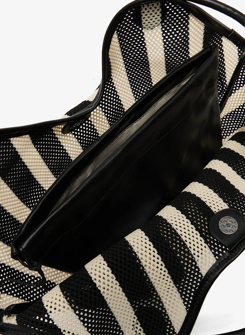 Ginger Black Raffia Textured Tote Bag for Women | Best Price UAE