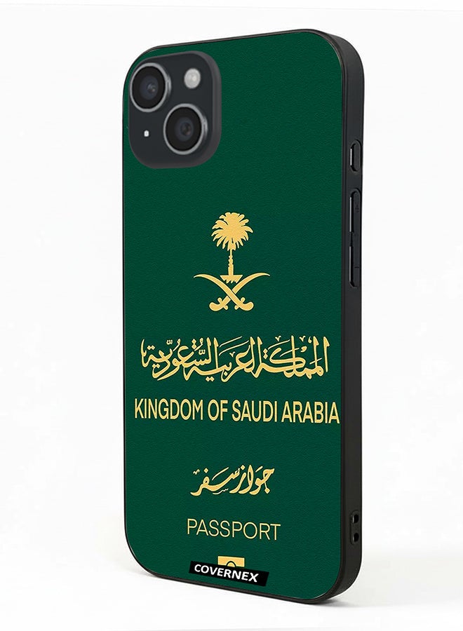 Covernex Apple iPhone 15 Plus Protective Case Cover Printed Featuring Saudi Arabia Passport Inspired Design - Image 1