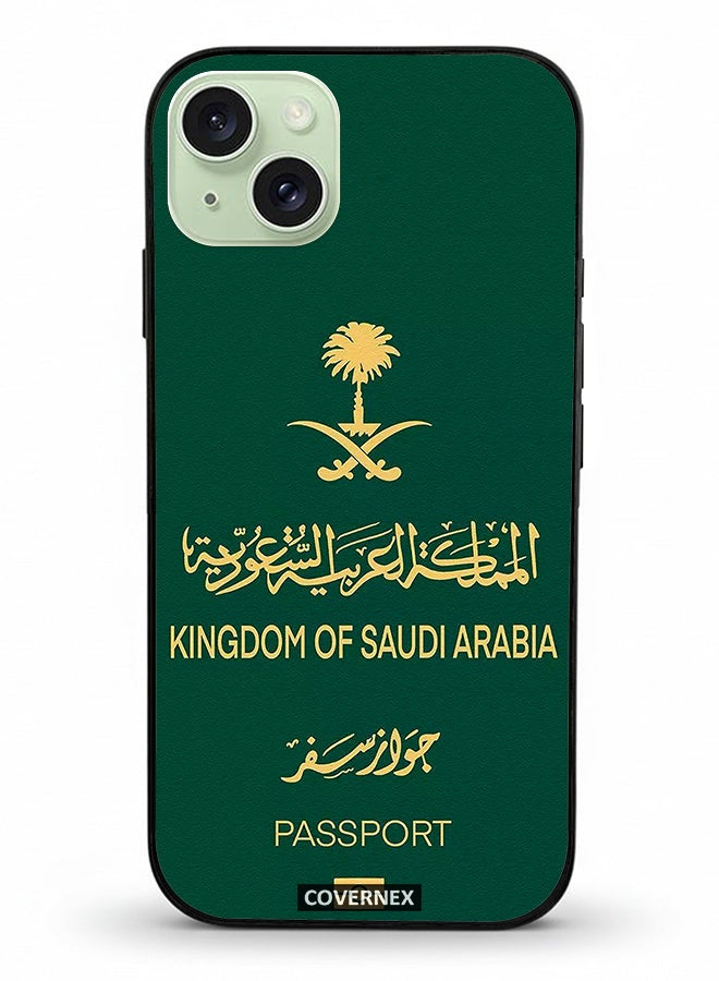 Covernex Apple iPhone 15 Plus Protective Case Cover Printed Featuring Saudi Arabia Passport Inspired Design - Image 2