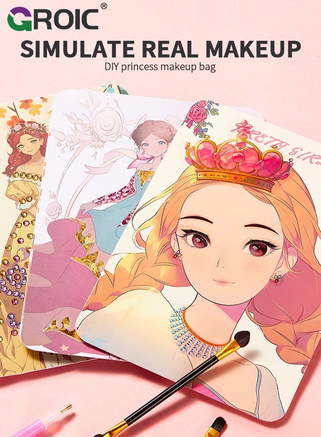 GROIC 15 Styles Princess Art Craft Kits, Paper Craft Kits - Paper Makeup DIY Toy with Diamond Painting & Princess Dress Up Set, Dress Up Sticker Books, Travel Ideal Toys for Girls Ages 4 5 6 7 8 9+ Year Old - Image 4