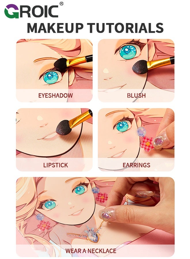 GROIC 15 Styles Princess Art Craft Kits, Paper Craft Kits - Paper Makeup DIY Toy with Diamond Painting & Princess Dress Up Set, Dress Up Sticker Books, Travel Ideal Toys for Girls Ages 4 5 6 7 8 9+ Year Old - Image 5