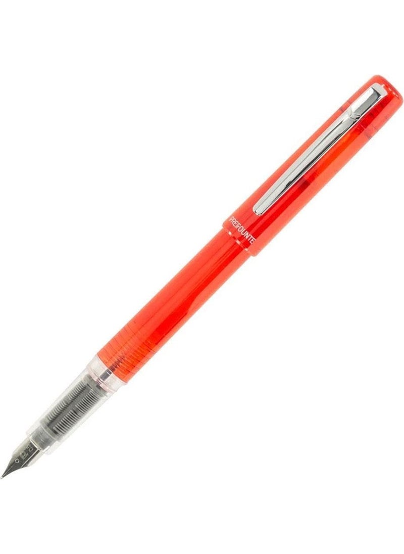 Platinum - Prefounte Fountain Pen M 0 5 Nib Vermillion Orange - Image 1