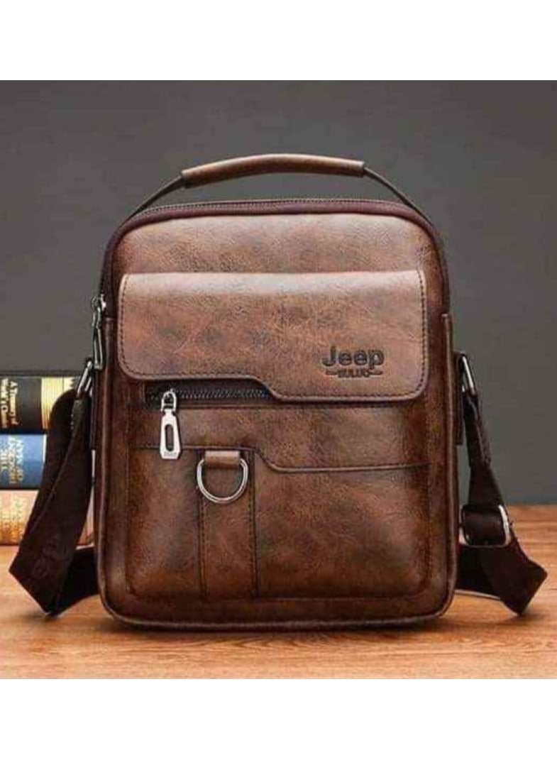 Jeep Buluo A shoulder and Hand Bag for Men Made of High-Quality Leather For Personal Purposes, Travel, Hiking and Sports BROWN - Image 1
