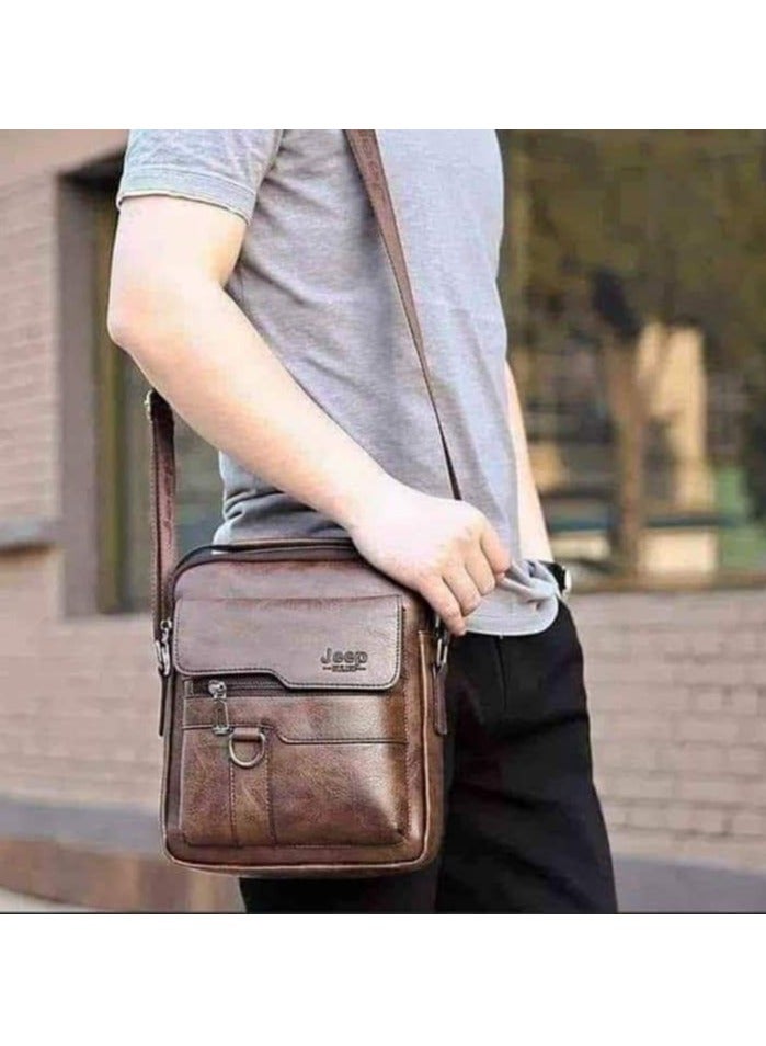 Jeep Buluo A shoulder and Hand Bag for Men Made of High-Quality Leather For Personal Purposes, Travel, Hiking and Sports BROWN - Image 2