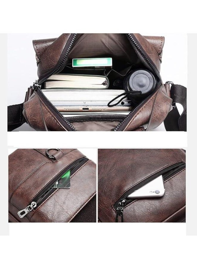 Jeep Buluo A shoulder and Hand Bag for Men Made of High-Quality Leather For Personal Purposes, Travel, Hiking and Sports BROWN - Image 3