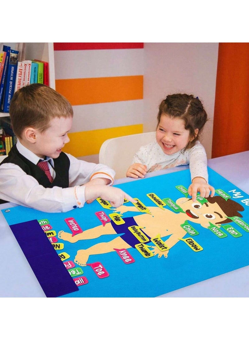 Educational board for children to learn body parts with interactive cards that can be easily attached. Suitable for home and educational use. The board contains clear drawings of body parts with removable and adhesive cards, which helps children improve their cognitive skills in a fun way. - Image 5