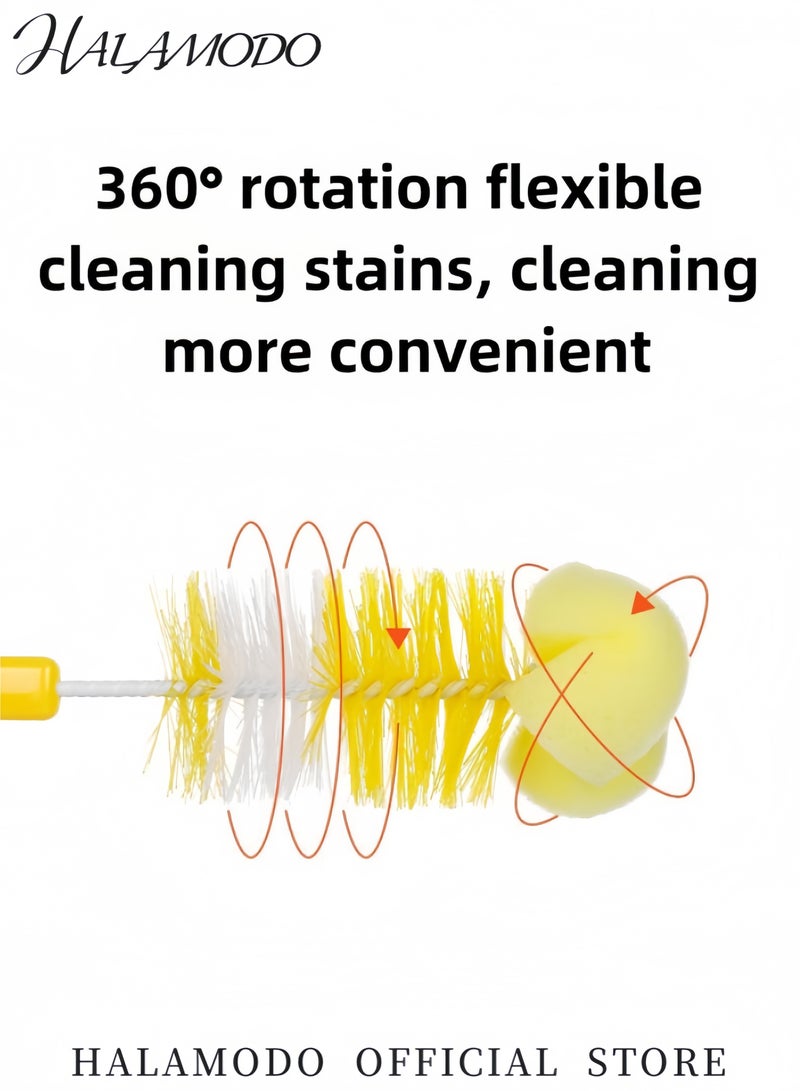 HALAMODO Baby Bottle Cleaning Brush Set of 1pc Baby Bottle Brush Cleaner & 1pc Small Brush Sponge Brush with Eco-Conscious Plastic Hanging Hook Handle for Home & Outdoor Use - Image 5