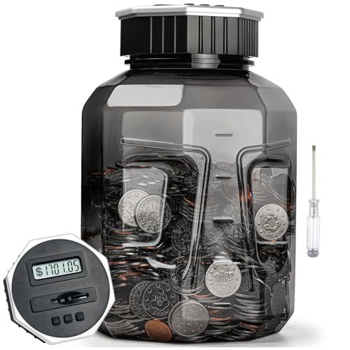 Vcertcpl X-Large Piggy Bank for Adults Kids, Vcertcpl Digital Coin Counting Bank with LCD Counter, 2.4L Capacity, Great Coin Counter Bank Money Counting Jar with Total Amount Displayed, Bank for All US Coins - Image 1