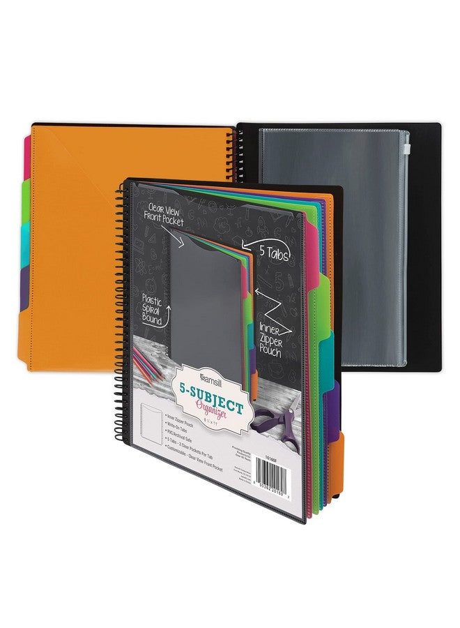 Samsill 10 Pocket Poly Project Organizer With 5 Dividers File Folders Letter Size Customizable Front Cover Inner Zipper Pouch Erasable Writeon Tabs In Fashion Colors Plastic Folders With Pockets  - Image 1