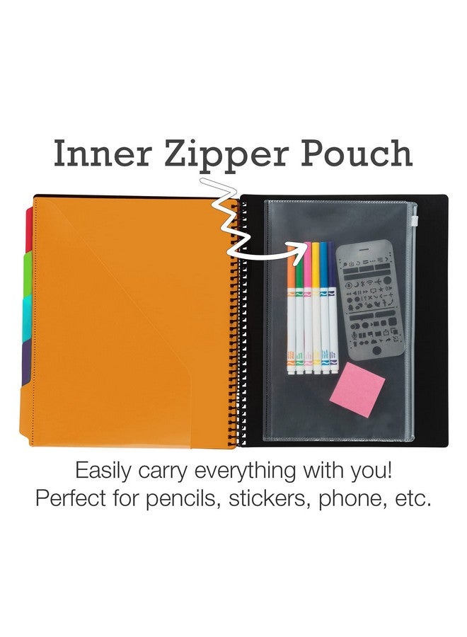 Samsill 10 Pocket Poly Project Organizer With 5 Dividers File Folders Letter Size Customizable Front Cover Inner Zipper Pouch Erasable Writeon Tabs In Fashion Colors Plastic Folders With Pockets  - Image 4
