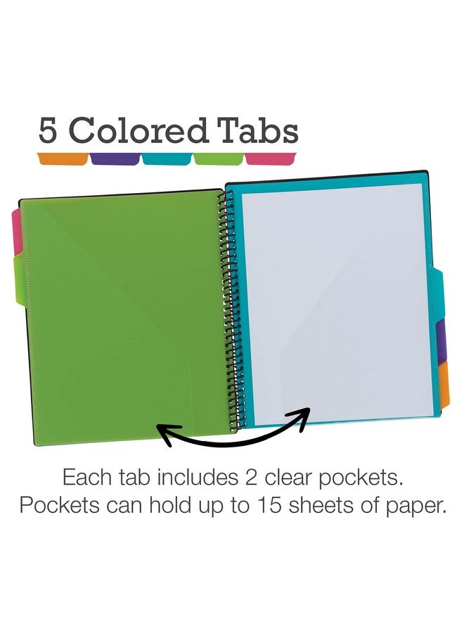 Samsill 10 Pocket Poly Project Organizer With 5 Dividers File Folders Letter Size Customizable Front Cover Inner Zipper Pouch Erasable Writeon Tabs In Fashion Colors Plastic Folders With Pockets  - Image 3