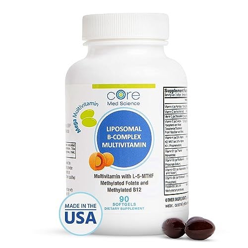 Core Med Science Liposomal Methylated Multivitamin BComplex 90 Softgels NonGMO Active Super B Complex Vitamin Supplement for Heart Health VIT Methyl B Complex Immune Support Supplement