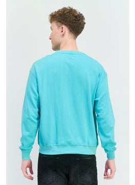 Goliath Men Crew Neck Long Sleeve Graphic Print Sweatshirt, Turquoise  - Image 2
