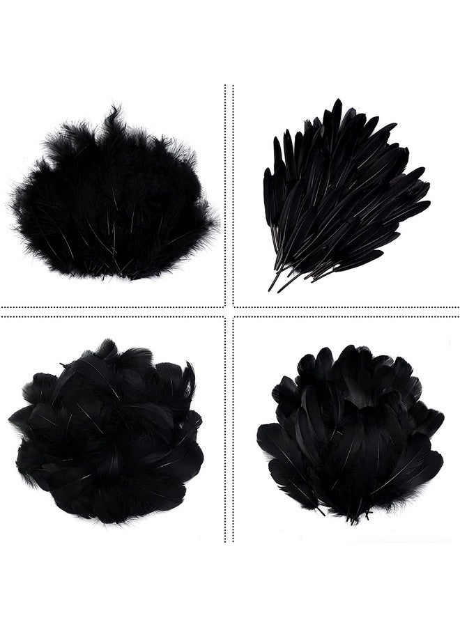 MWOOT 400Pcs Black White Feathers, 4 Assorted Crafts Feathers For Halloween Costume Wings Dream Catchers Diy Christmas Tree Wreath Wedding Decor Art Handmade - Image 4