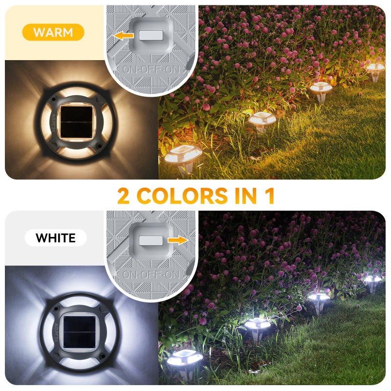 AGPTEK Solar Driveway Lights 12 Pack, 2 Colors in 1 Outdoor Solar Deck Dock Marine Waterproof LED Driveway Marker Security Lights for Outside Pathway,Boat Dock,Step,Walkway,Path,Garden (Warm & White) - Image 3