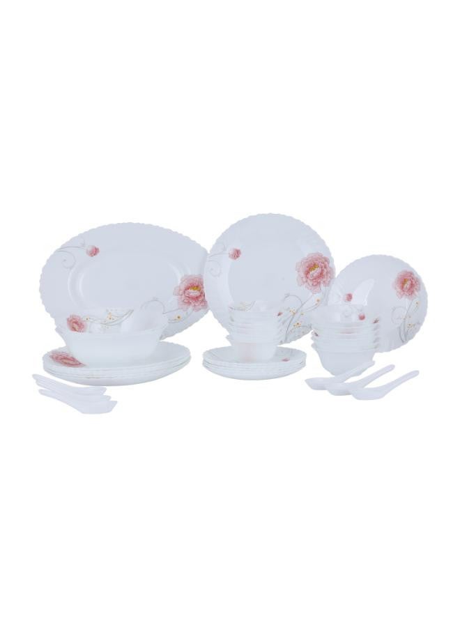 Royalford 33 Piece Classic Opalware Dinner Set- RF12469/ Includes Oval Plate, Dinner and Dessert Plates, Serving, Salad Bowls and Soup Spoons/ Dishwasher-Safe and Microwave Safe Multicolor - Image 2