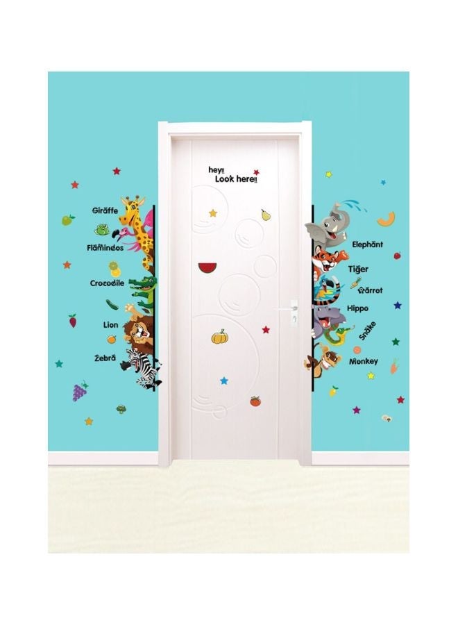 NIBEMINENT Qiangtie Cartoon Animal and Letters Pattern Wall Sticker Yellow/Brown/Beige 70x50centimeter - Image 1
