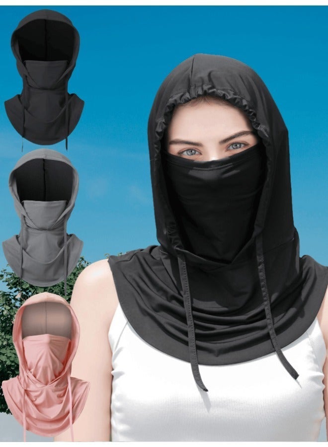 1pc Unisex Ice Silk Sun Shield Balaclava Hat - UV-Resistant Full Face Cover For Cycling - Breathable, Seamless & Adjustable Neck Gaiter Scarf With Drawstring, Outdoor Motorcycle Riding Bicycle Fishing Headgear Hat With Hanging Ears, Sunscreen Face Mask For Women, Cycling Hood For Men - Image 1