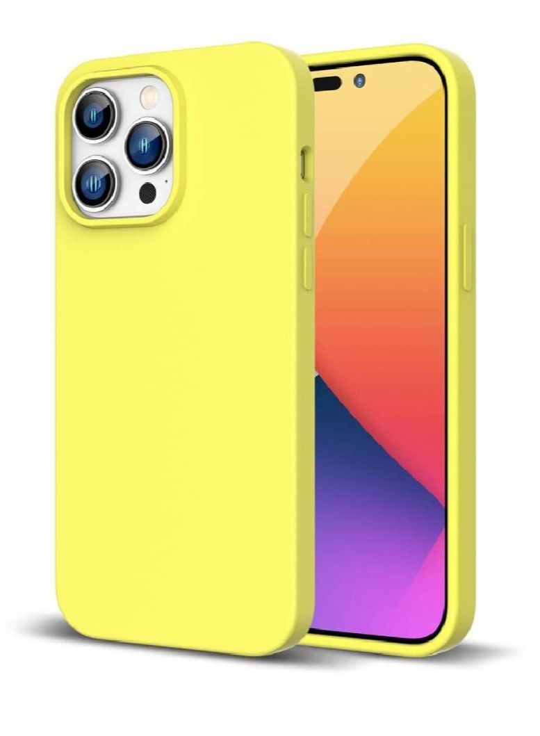 GENNEXT Soft Silicone Anti-Scratch Gel Rubber Shockproof Protective Case Cover For iPhone 14 Pro Yellow - Image 1