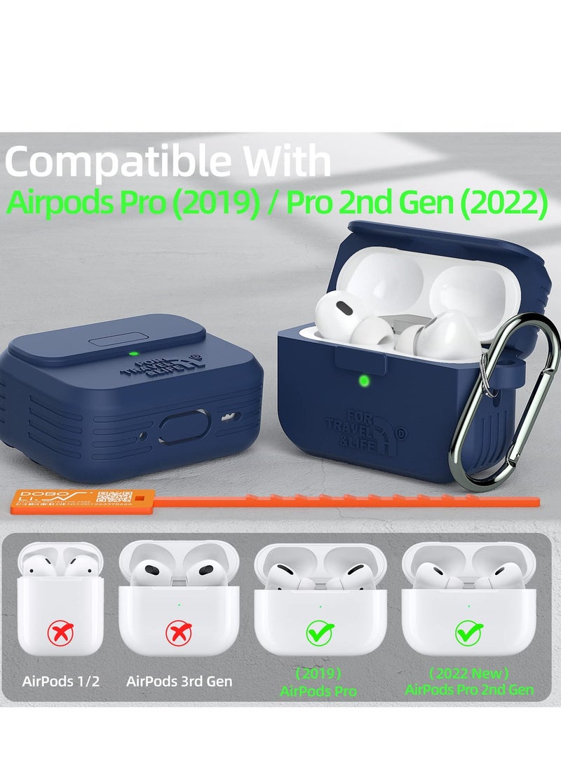 Excefore Headphone Protective Cover, Compatible with AirPods Pro 2nd/1st Generation Case Cover, Rugged Military Grade Protective Cover, with Apple AirPods Pro 2022/2019 Charging Case (Navy Blue) - Image 2