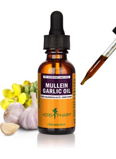 HERB PHARM Herb Pharm Mullein Garlic Herbal Oil - contains Calendula, Garlic, Mullein flower, St. John's Wort, Olive Oil, 1 Ounce 