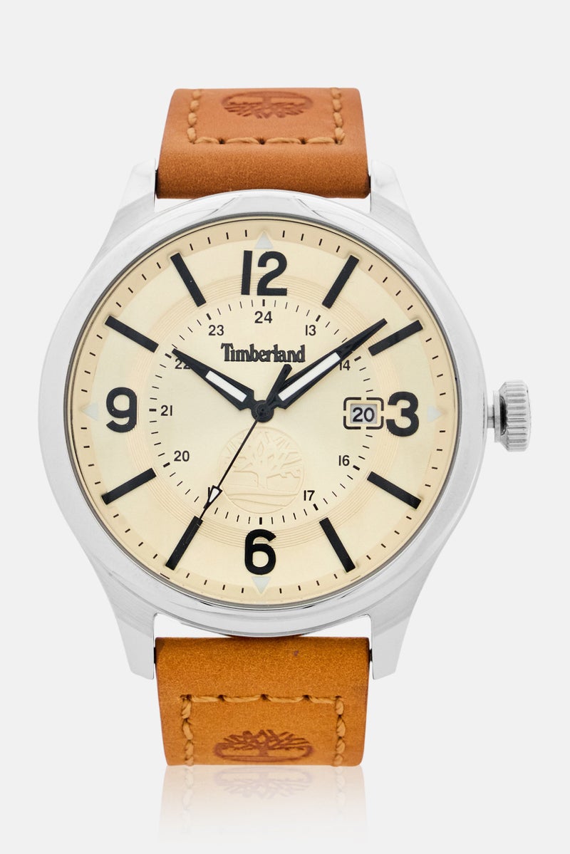 Timberland Men T TBL14645JS-07 Leather Analog Watch 48mm, Brown  - Image 1