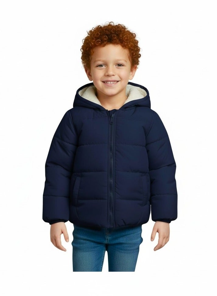 بيبي كو جاكيت واتربروف كحلى مبطن فليس - Image 3