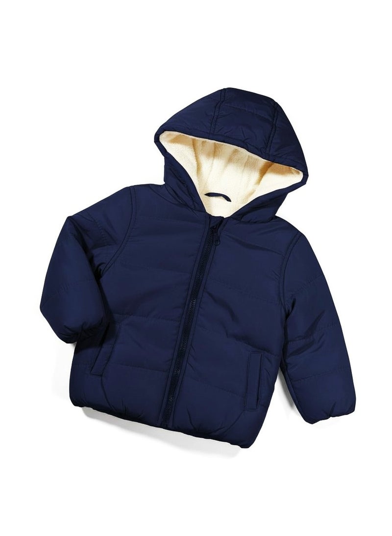 بيبي كو جاكيت واتربروف كحلى مبطن فليس - Image 5