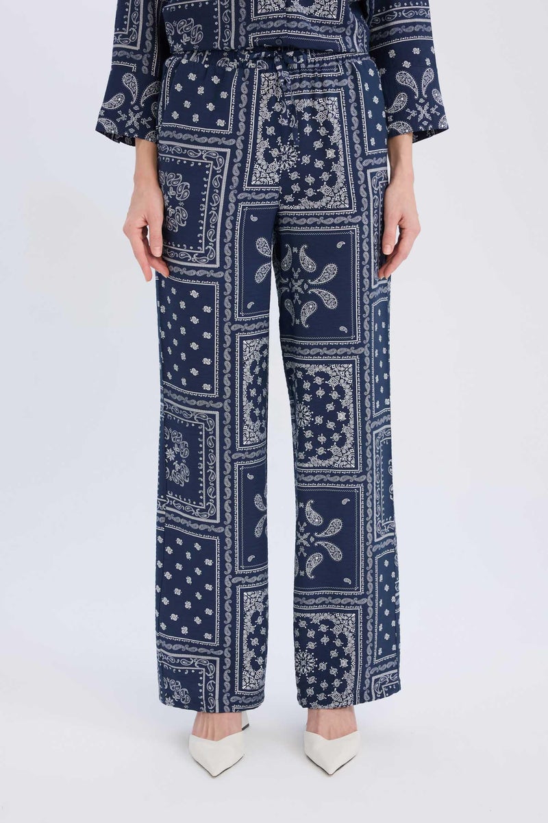 DeFacto Woman Wide Leg Patterned High Waist Comfort Trousers - Image 1