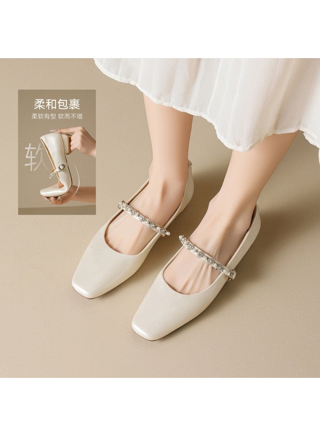 RED DRAGONFLY Years Women's Shoes Crystal One-strap Mary Jane Shoes Chunky Heel Commuter Shoes Women's Flats - Image 5