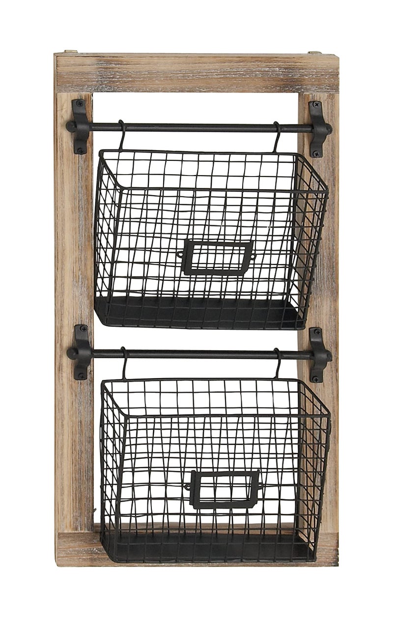 Deco 79 Deco 79 Farmhouse Metal Rectangle Magazine Rack Holder 14 x 4 x 25 Black 