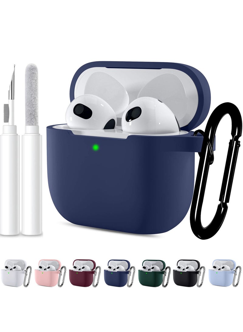 ANYOGRO for AirPods 4 Case Cover 2024 with Cleaner Kit,Soft Silicone Protective Case for Apple AirPods 4th Generation Case for travel or daily commutes, Accessories with Keychain-Midnight blue - Image 1