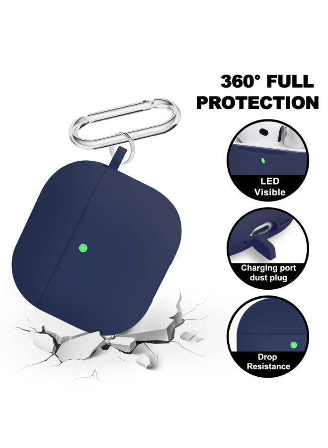 ANYOGRO for AirPods 4 Case Cover 2024 with Cleaner Kit,Soft Silicone Protective Case for Apple AirPods 4th Generation Case for travel or daily commutes, Accessories with Keychain-Midnight blue - Image 2