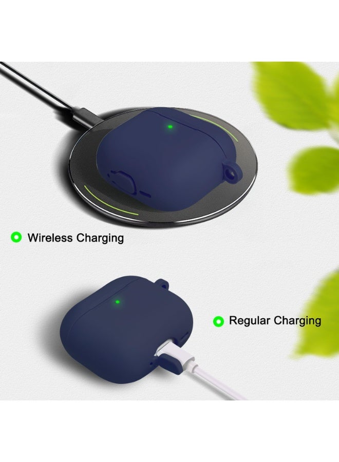 ANYOGRO for AirPods 4 Case Cover 2024 with Cleaner Kit,Soft Silicone Protective Case for Apple AirPods 4th Generation Case for travel or daily commutes, Accessories with Keychain-Midnight blue - Image 3