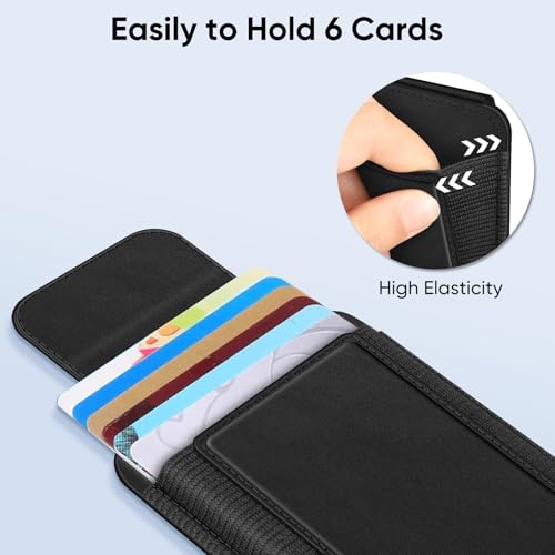 FINPAC MagSafe Wallet, Magnetic Card Wallet Holder for iPhone 17/16/15/14/13/12 Series, Safe RFID Blocking Slim Leather 6 Card Holder for Women Men, Black - Image 2
