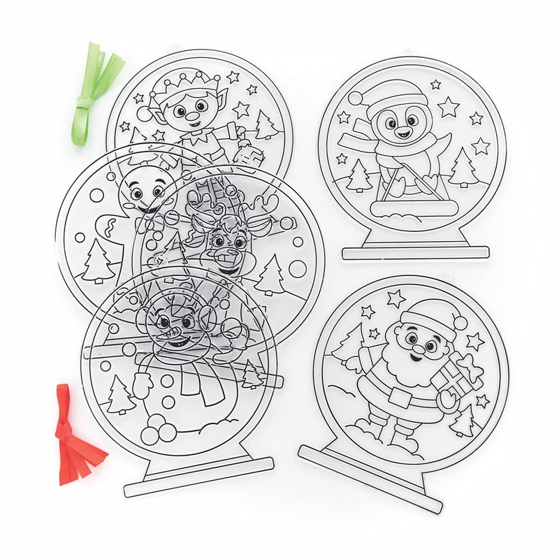 Baker Ross FC181 Christmas Snow Globe Suncatcher Decoration –, Kids Paint Your Own Christmas Decoration,Beige|black|blue Pack of 6 - Image 2
