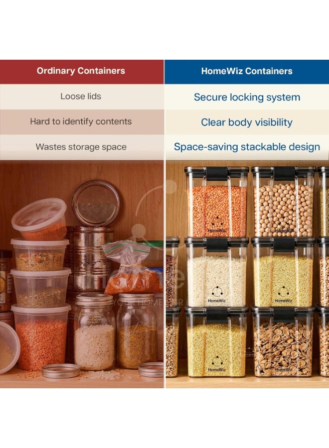 HomeWiz Airtight Kitchen Storage Box 700ml x8 | Containers For Kitchen Storage Set | Food Grade BPA-Free Kitchen Containers Set With 2 Side Clip-Lock | Stackable, For Pantry and Fridge Storage - Image 3