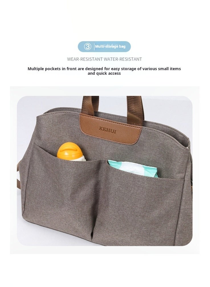 3-in-1 Diaper Bag Set for Mom with Insulated Pocket, Stroller Straps & Changing Pad, Multifunctional Large Capacity Tote Shoulder Bag for Baby Care, Travel & Daily Use（Brown） - Image 5