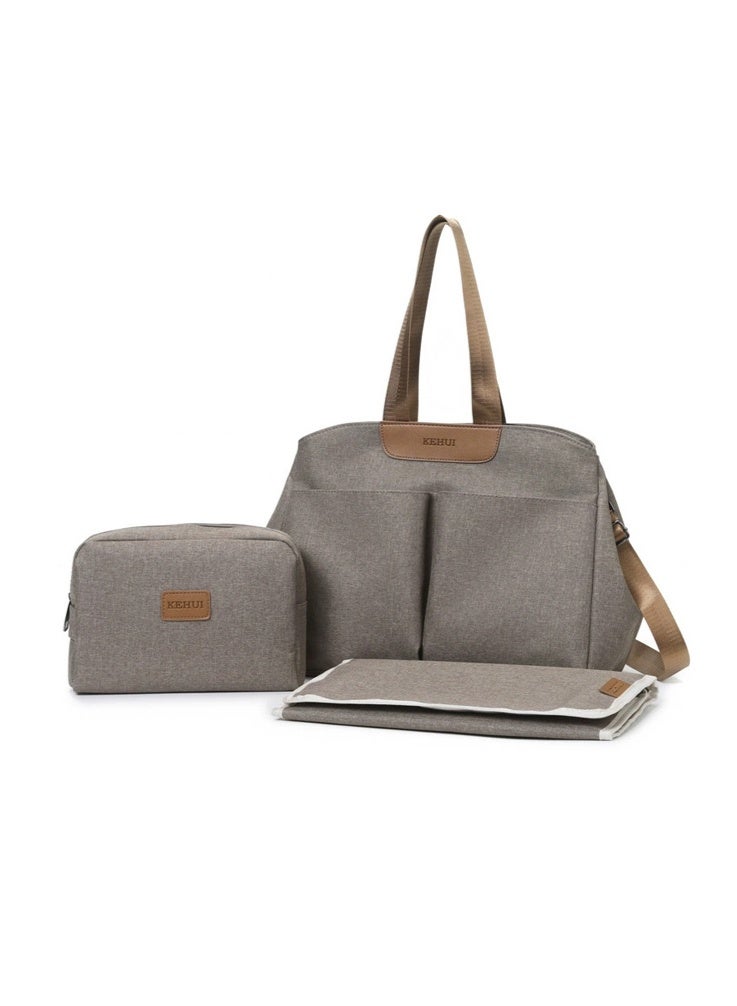 3-in-1 Diaper Bag Set for Mom with Insulated Pocket, Stroller Straps & Changing Pad, Multifunctional Large Capacity Tote Shoulder Bag for Baby Care, Travel & Daily Use（Brown） - Image 1