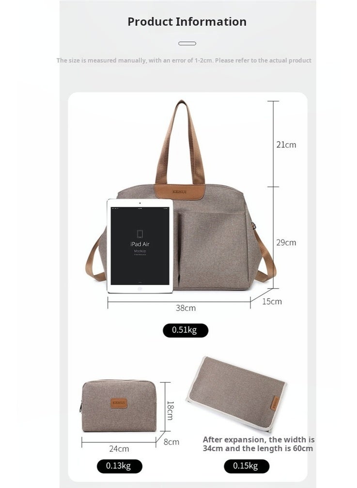 3-in-1 Diaper Bag Set for Mom with Insulated Pocket, Stroller Straps & Changing Pad, Multifunctional Large Capacity Tote Shoulder Bag for Baby Care, Travel & Daily Use（Brown） - Image 4