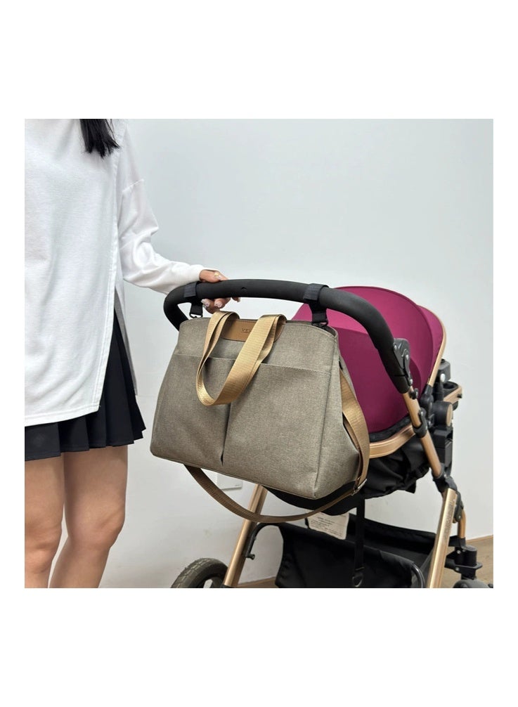 3-in-1 Diaper Bag Set for Mom with Insulated Pocket, Stroller Straps & Changing Pad, Multifunctional Large Capacity Tote Shoulder Bag for Baby Care, Travel & Daily Use（Brown） - Image 3