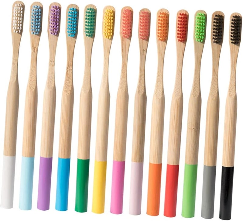 Rosy Bamboo Toothbrush Set 4 Pack Soft Bristles Biodegradable for Adults Travel - Image 4