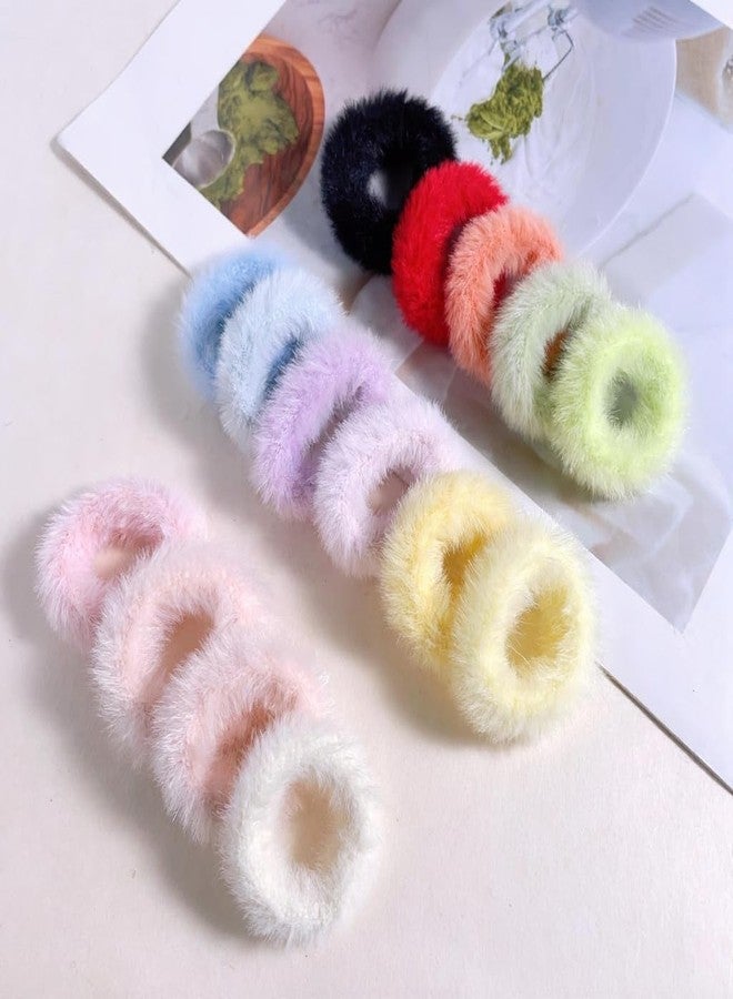LOCKLUX 20 Pcs Soft Furry Hair Bands for Girls & Kids | Premium Hair Accessories | Thick Elastic Hair Band for Women & Girls Mini fur scrunchies rubber bands | Fur rubber bands | fur scrunchies Elastic bands | For Kids And Women - Image 1