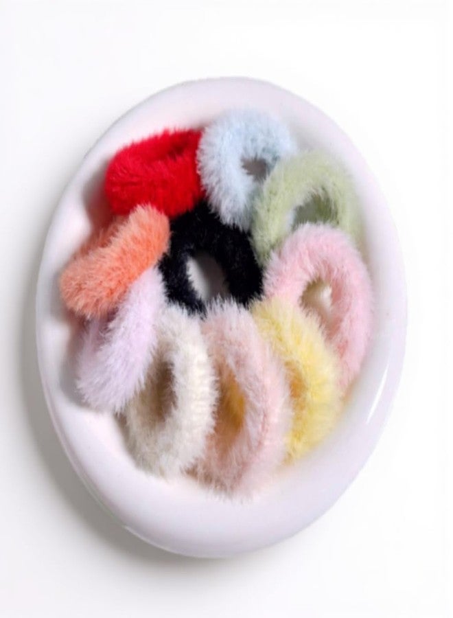 LOCKLUX 20 Pcs Soft Furry Hair Bands for Girls & Kids | Premium Hair Accessories | Thick Elastic Hair Band for Women & Girls Mini fur scrunchies rubber bands | Fur rubber bands | fur scrunchies Elastic bands | For Kids And Women - Image 3