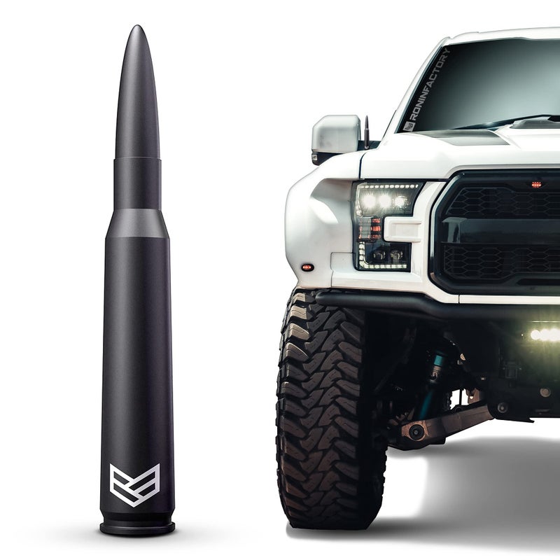 Generic RONIN FACTORY Bullet Antenna for Dodge RAM & Ford F150 F250 F350 Super Duty Ford Raptor Trucks - Anti-Theft Design - Short Replacement Antenna 1990 - Current  - Image 1
