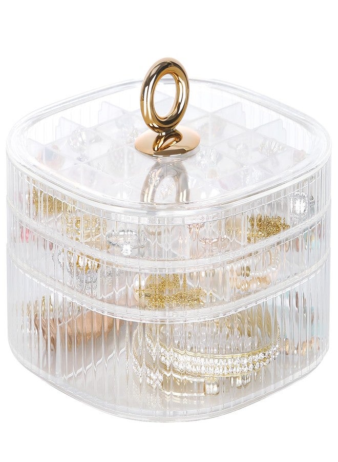 LETURE 3-Layer Acrylic Jewelry Organizer Box for Stud Earrings, Rings, Necklaces, Bracelets, Claw Clip Organizer, Small Bead Storage Containers for Crafts (Clear) - Image 1